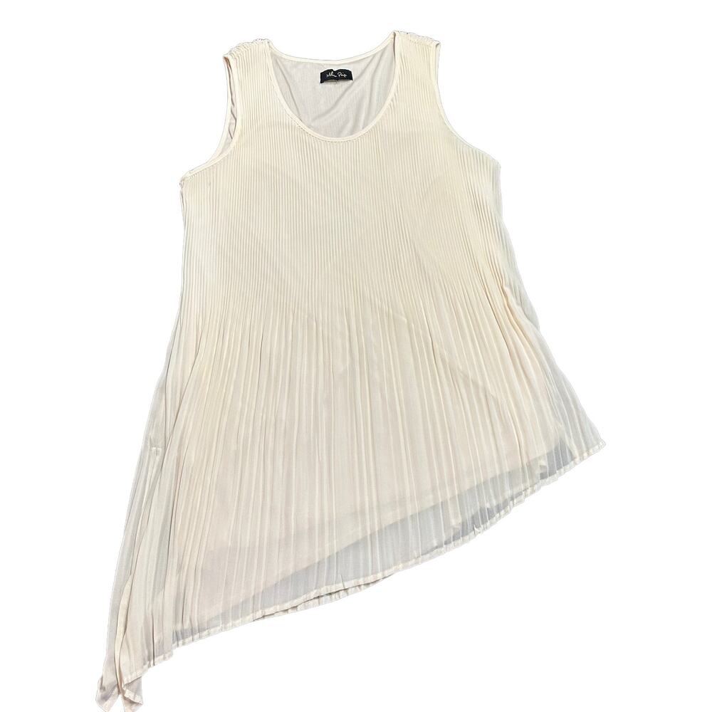 Melissa Paige Womens ivory pleated asymmetrical tank XL